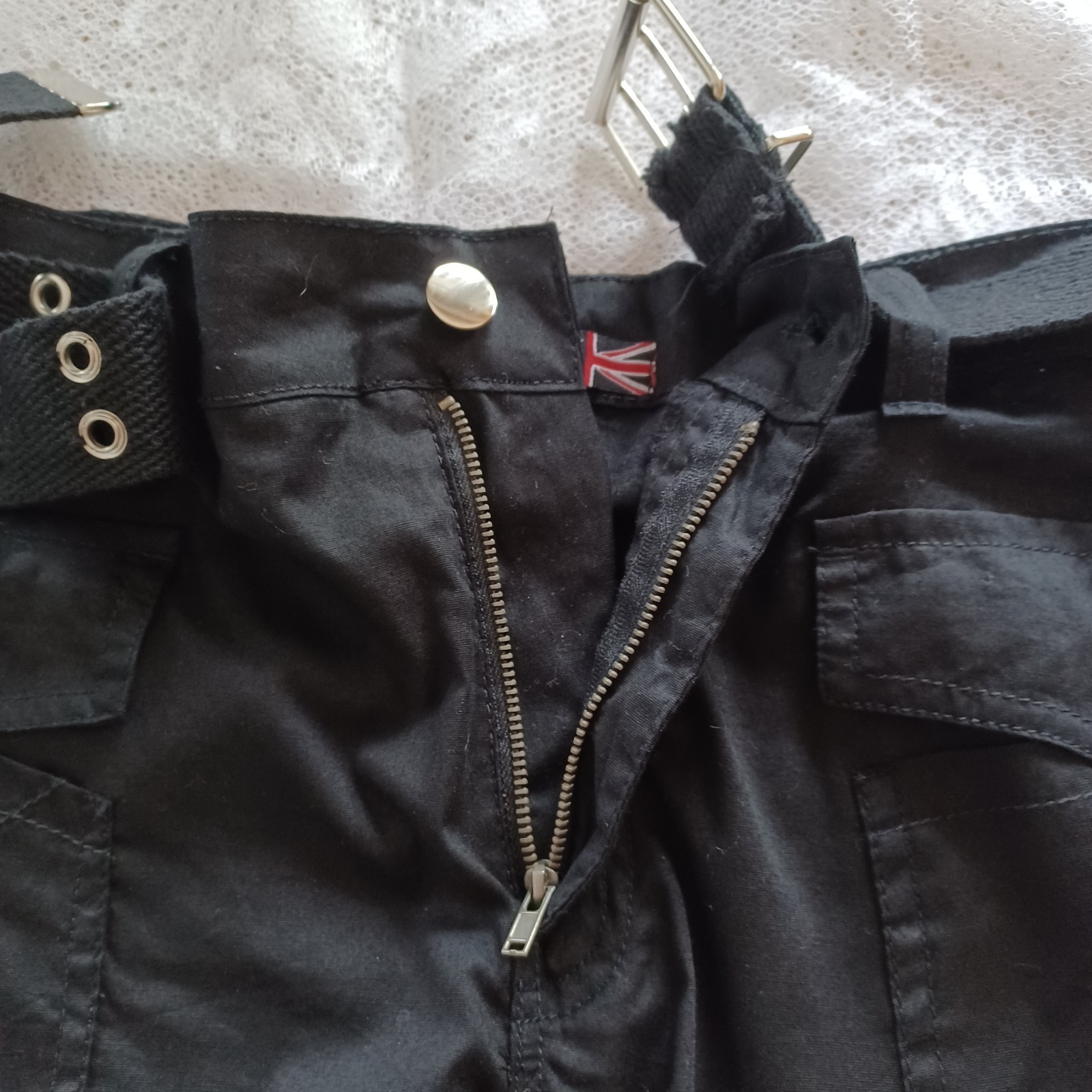 NWT VINTAGE Y2K GRUNGE JAZZIE LONDON BLACK CARGO RUCHED CAPRIS W/BELT JUNIORS 2X