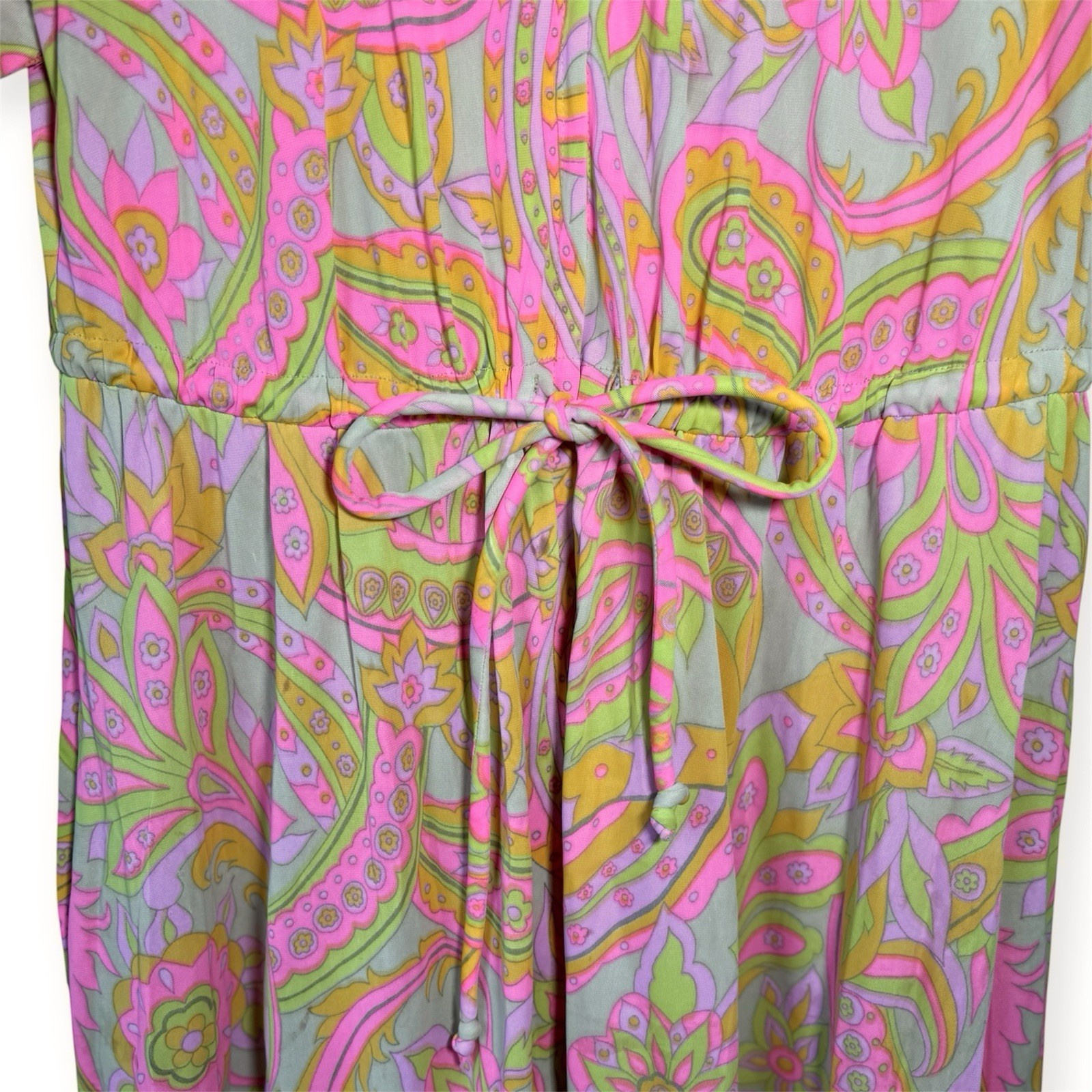 Vintage Evelyn Pearson Maxi Dress Size Small 60s 70s Colorful Brady Bunch Groovy