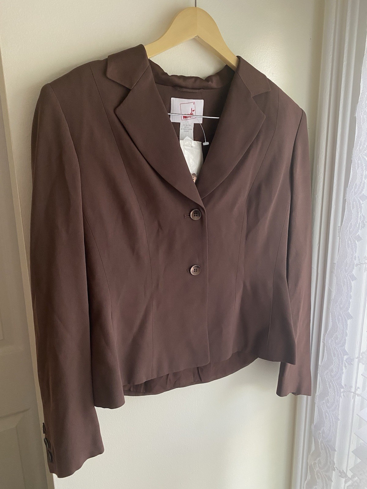 NWT Vintage Mondi Satin Brown Blazer Tailored Suit Jacket NOS Deadstock Luxury