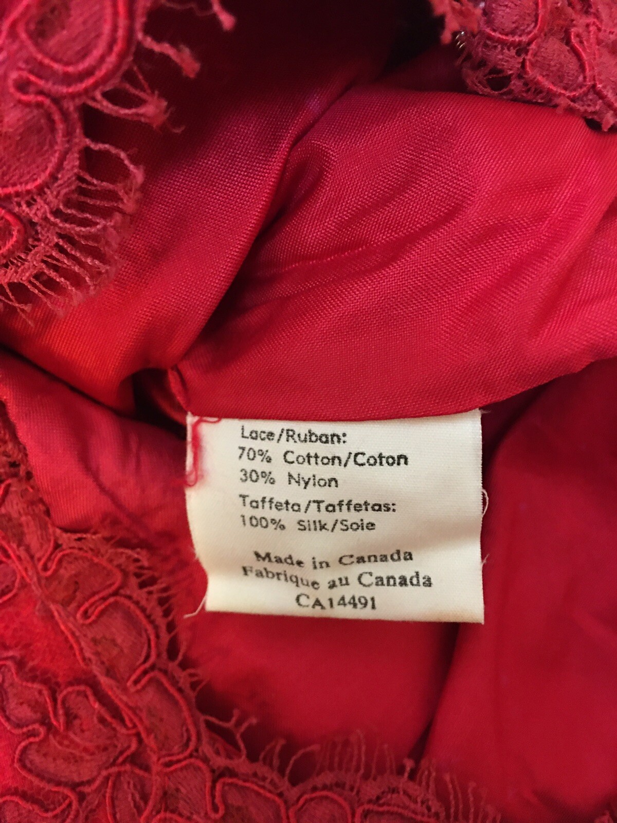 Catherine Regehr vintage 90s lace taffeta party dress red size large
