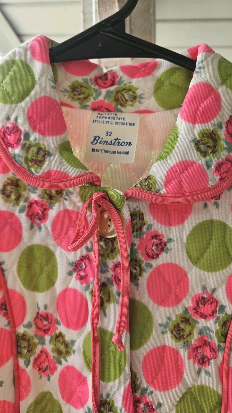 Mod 60s Apple Green Day Glo Pink Acetate MCM Bed Jacket S/M