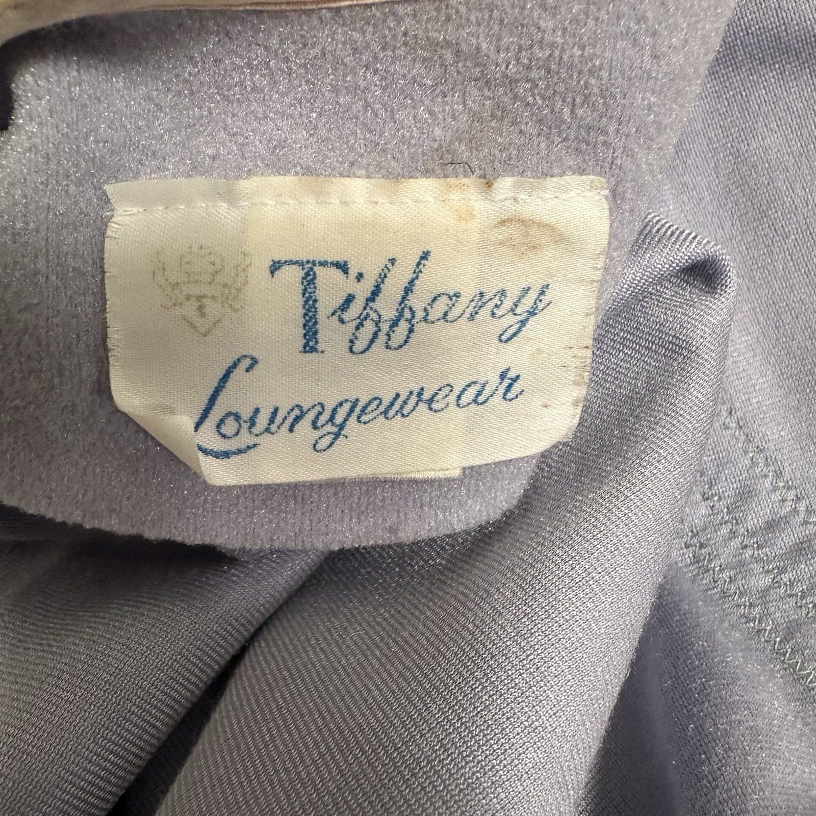 Vintage 70s Tiffany Loungewear Robe Pastel Lilac & Pink Embroidered Trim Small