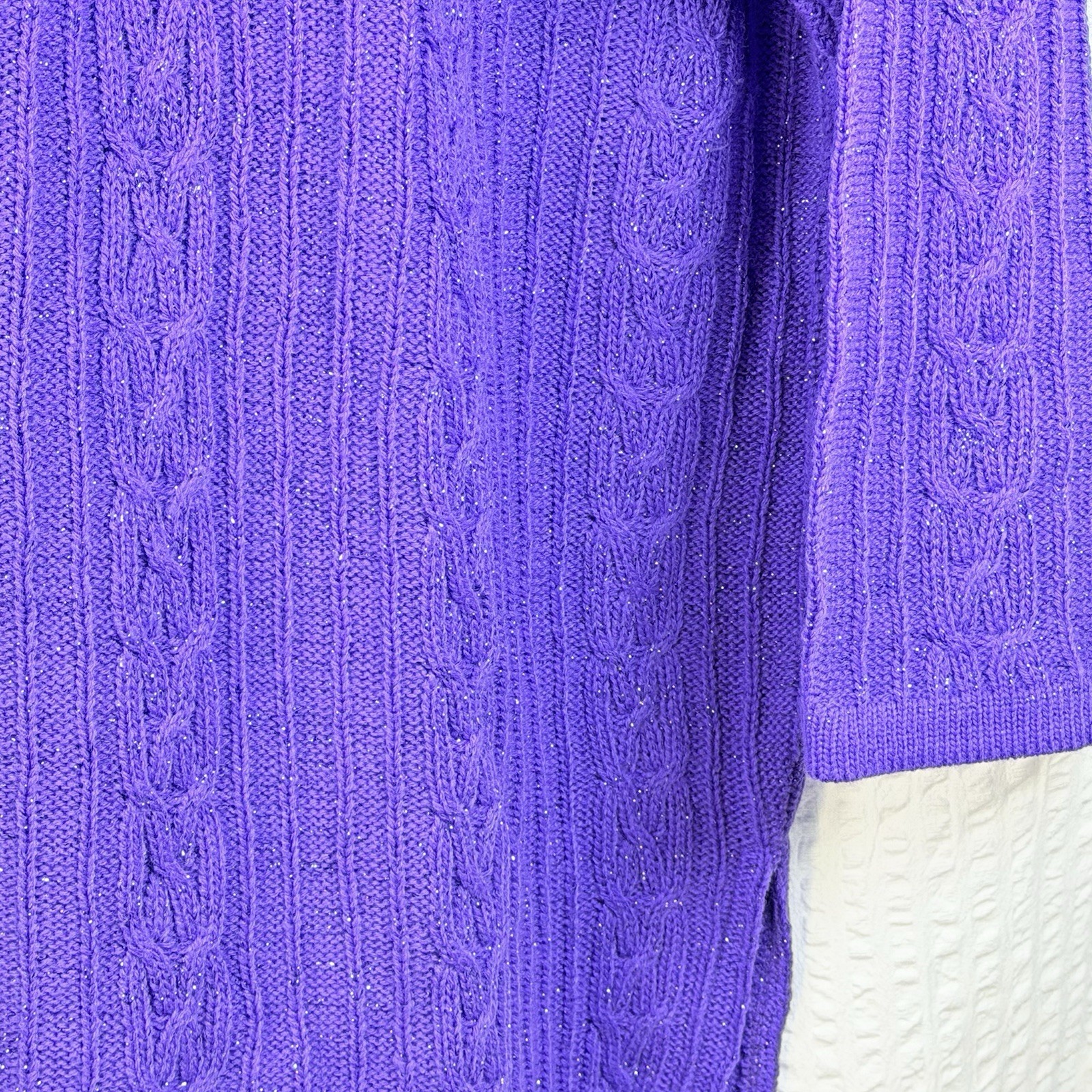 Vintage Diane Von Furstenberg Color Authority Cable Knit Sweater Purple 1X/2X