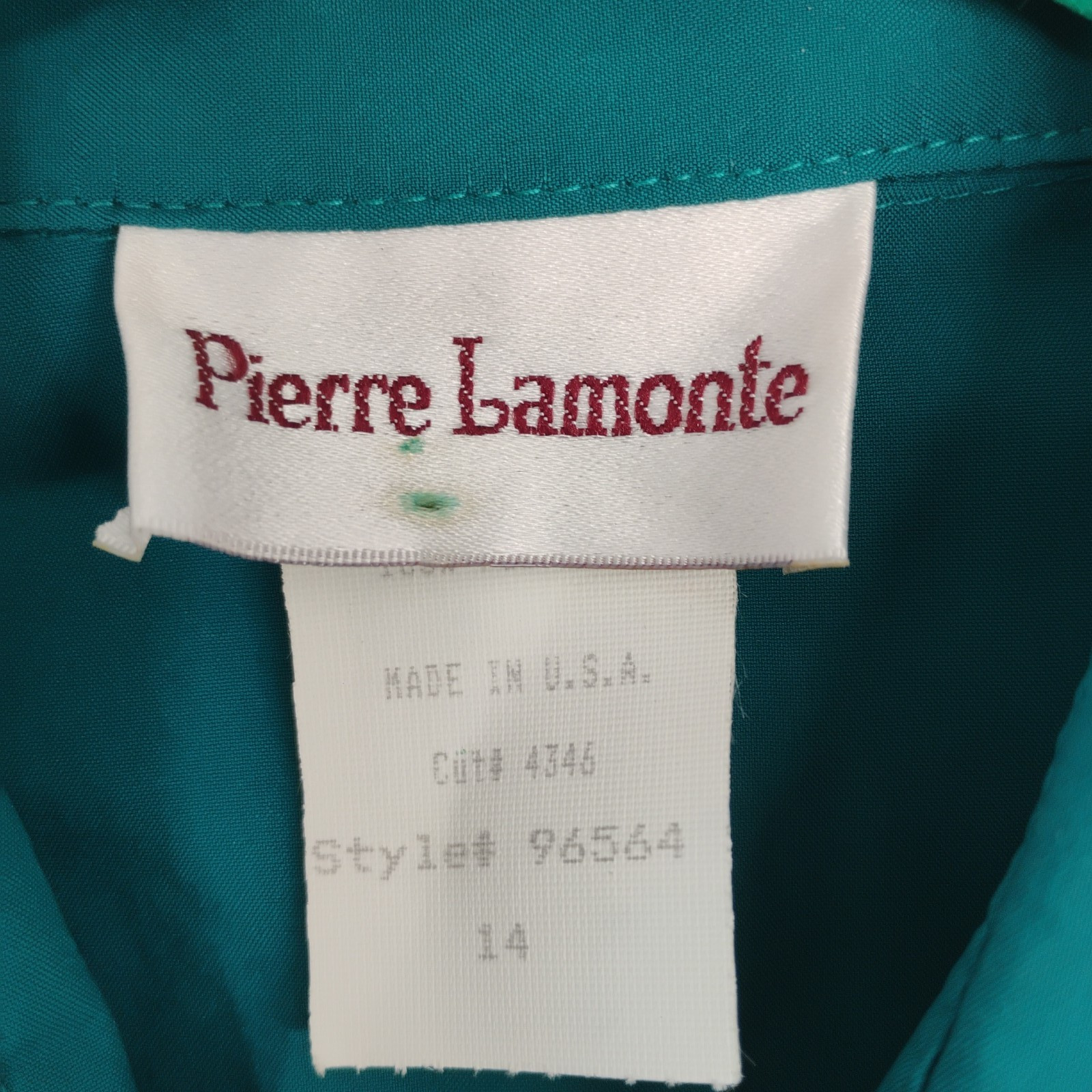 NWT Vintage 80s Pierre Lamonte Women’s 14 Teal Blouse Shoulder Pads