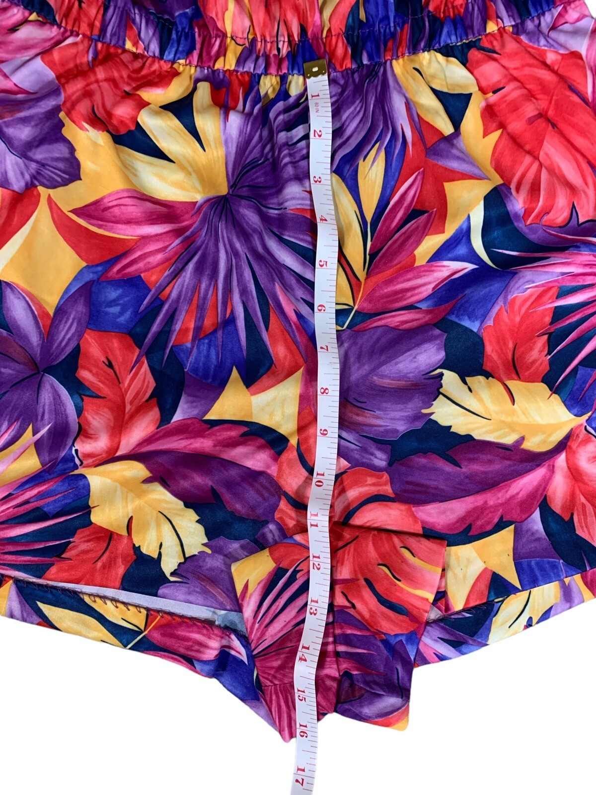 Granada Vintage 70’s Colorful Tropical Palm Leaf Print Strapless Short Romper
