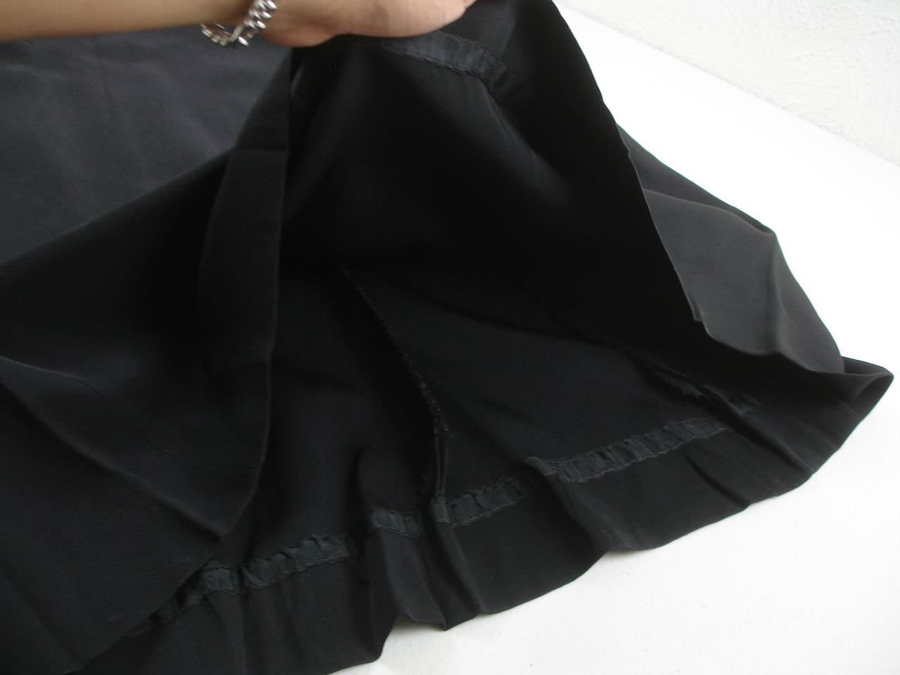 Women’s sz XS Vtg 1920’s Black Crepe Dress Peplum Bow Ruched Sleeves Long Sleeve