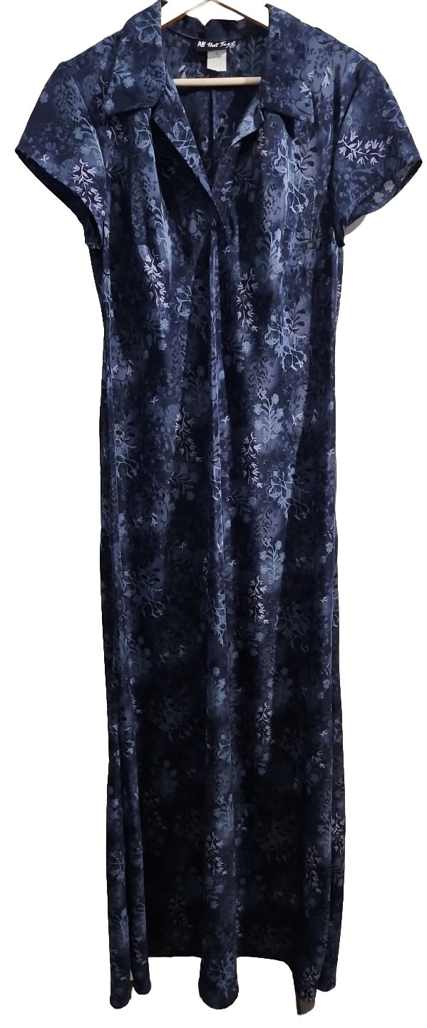 VTG Y2K All That Jazz Blue Floral Maxi Dress Whimsigoth Grunge Fairy Sz 13/14