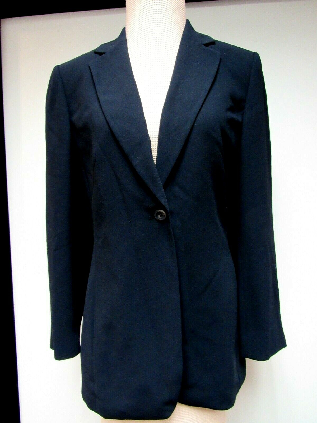 VTG JONES WEAR Jacket Midnight Black Navy Lined Tailored Fitted 10 M EUC