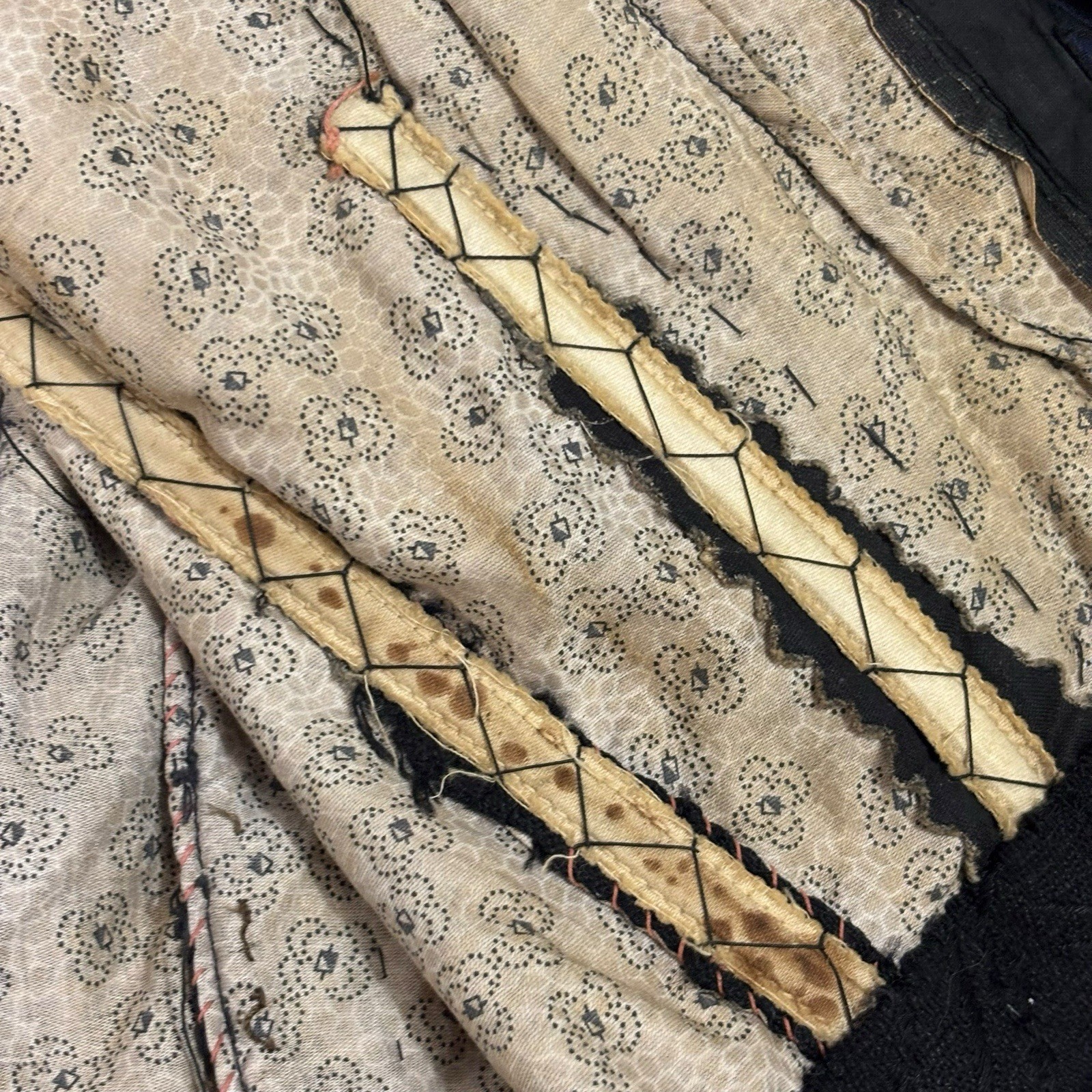 Antique Civil War Era Victorian Blouse Bodice Wedding Jacket Jacquard Mourning