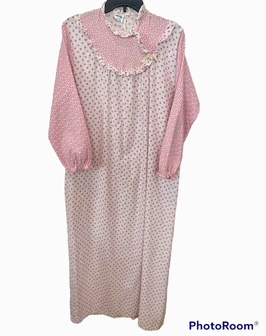 Vtg Dream Wear Nightgown Small Womens Flannel Pink Granny Modest Floral USA Read