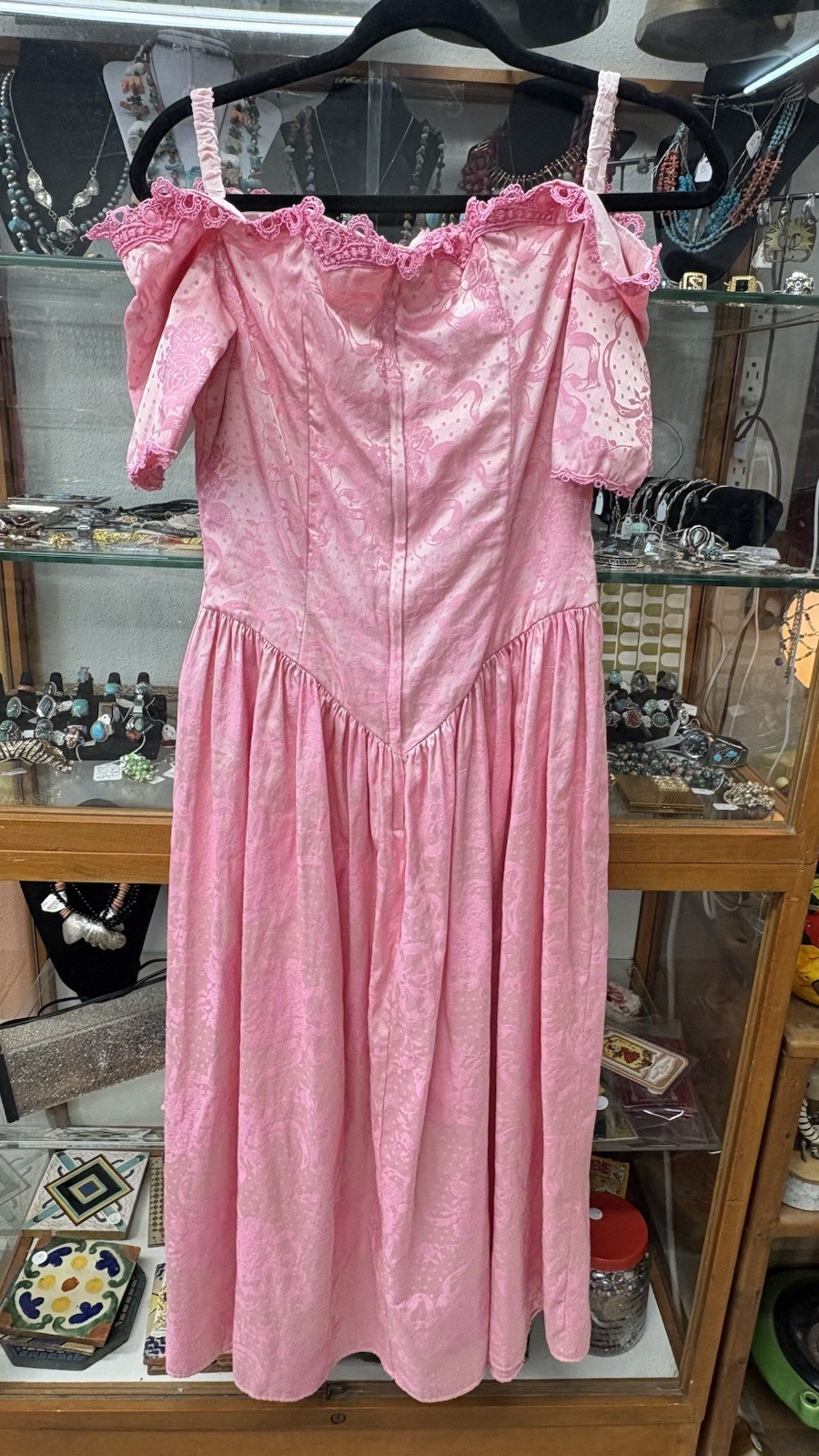 OOAK Vintage McClintock Dress Gown Lace 80s Prairie Hot Pink Fairy Glam Sz 12