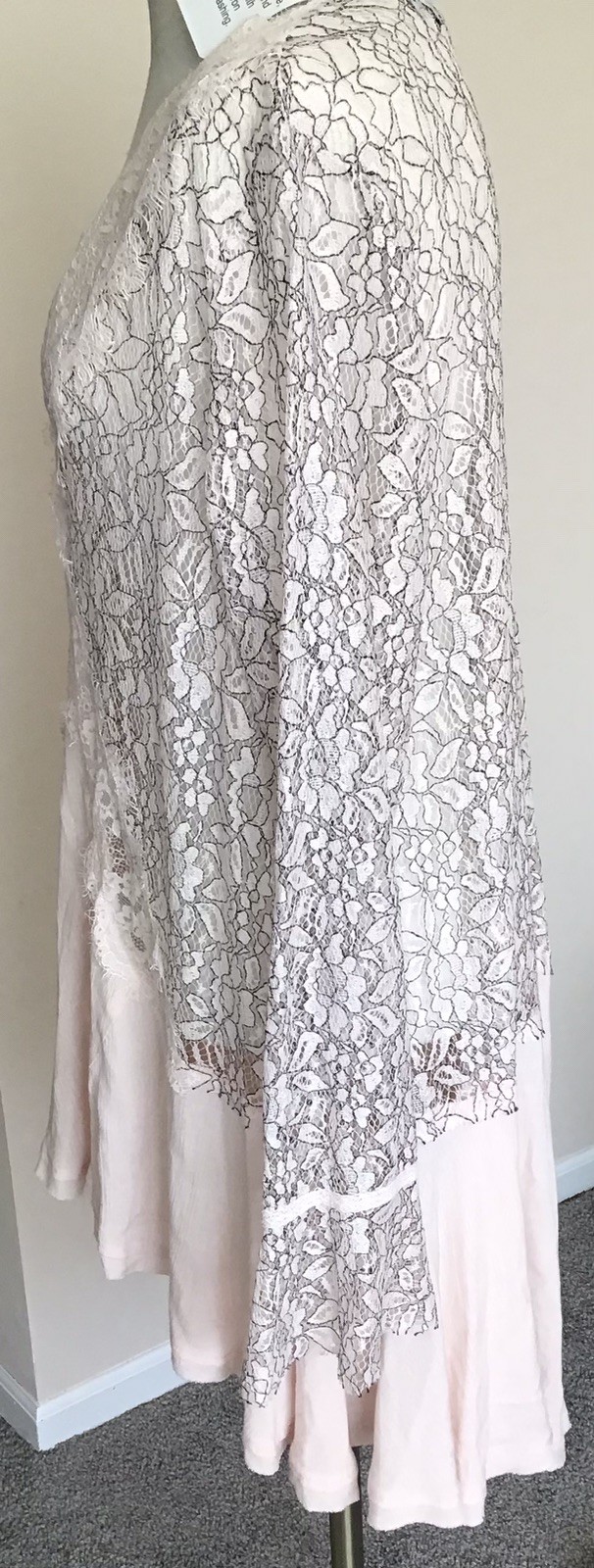 NWT Midnight Velvet Embroidery Rayon Lace Floral Cardigan Cottagecore Sz L PINK