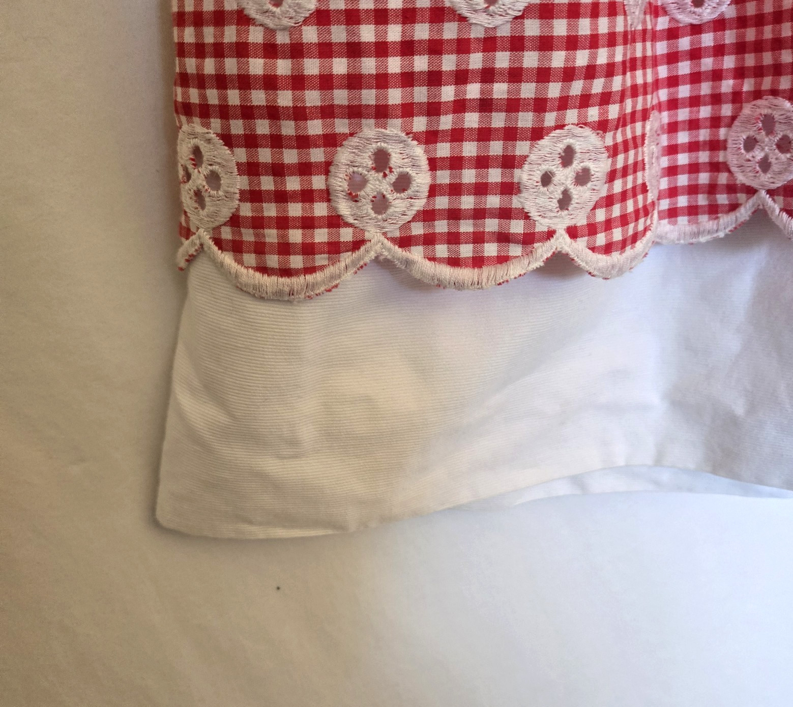 Vtg Summer Fit Flare Red Gingham Junior House Dress Sz 32 Bust Cotton Knee Lngth