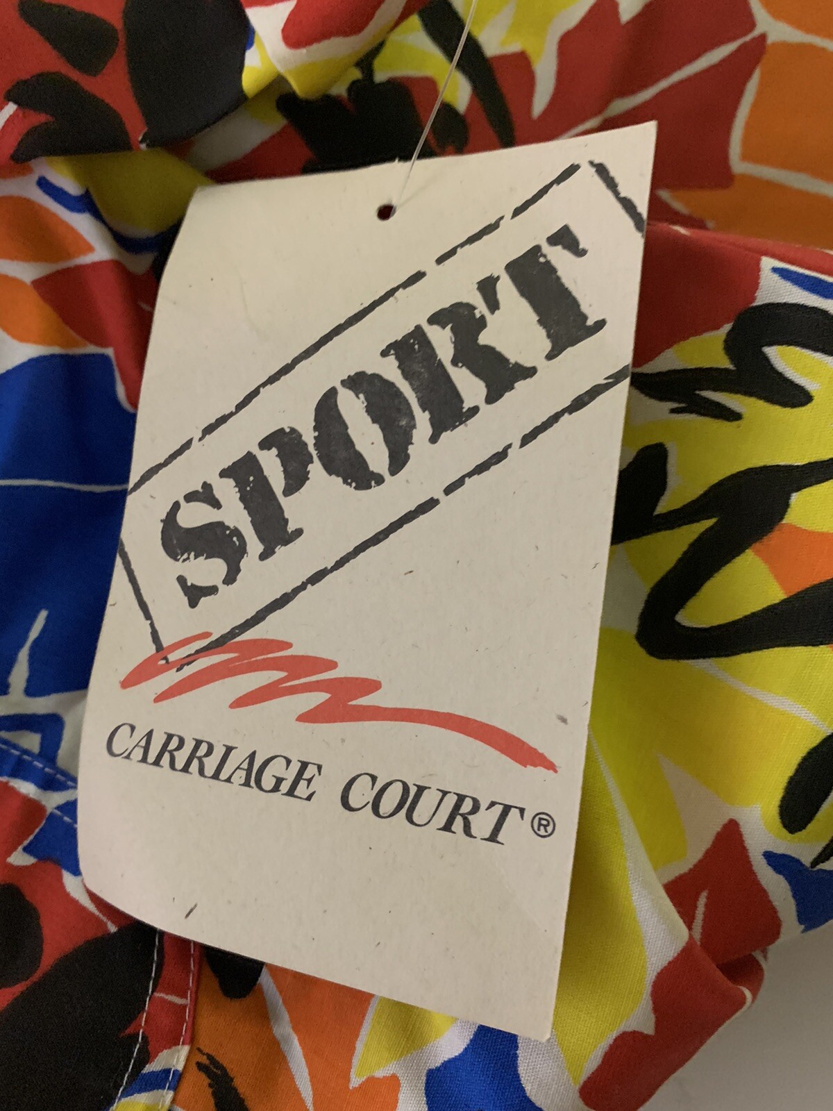 New Sport Carriage Court Women’s Hawaiian Button Up 80’s Size M Floral Bright