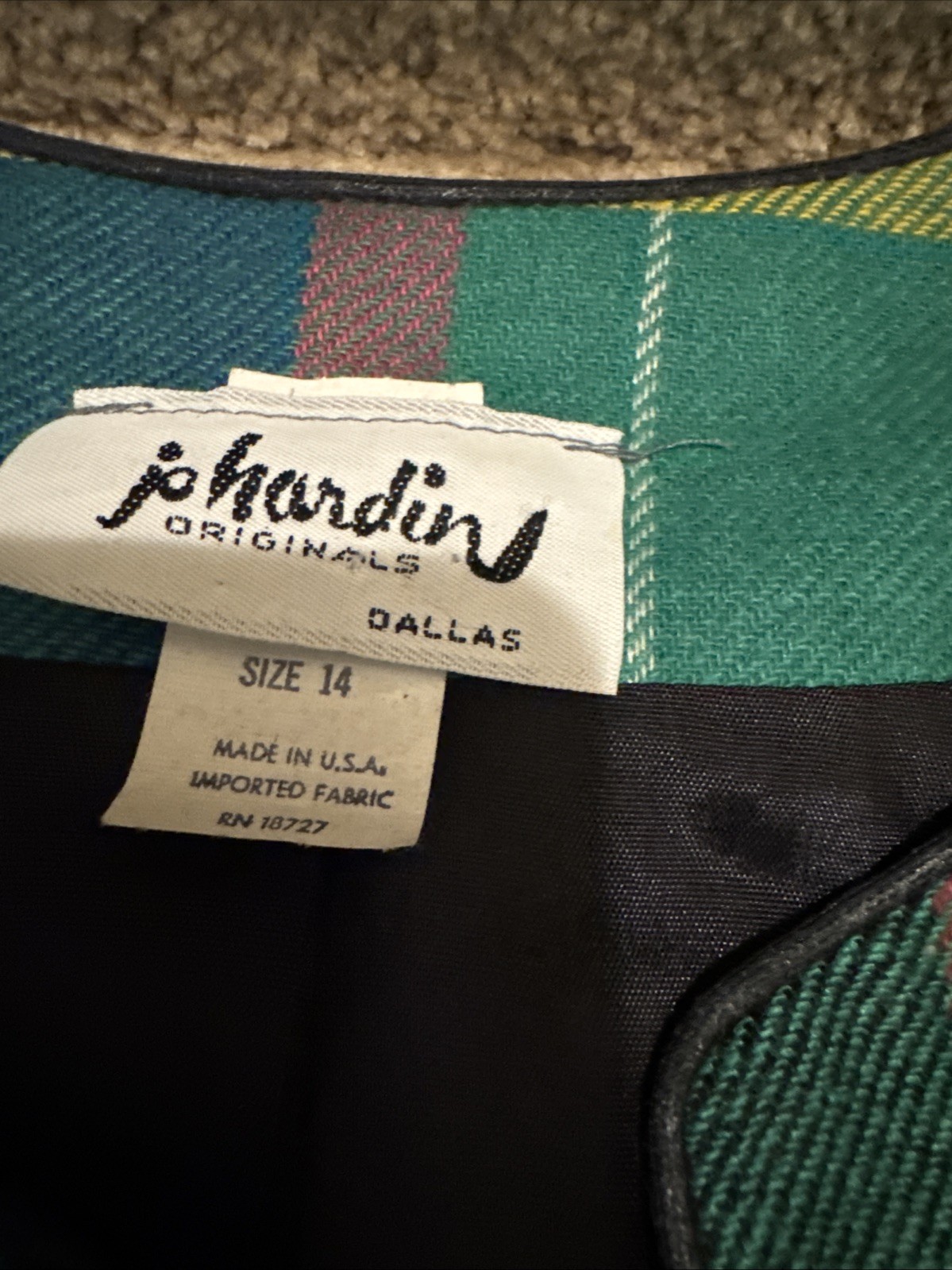 Vintage Jo Hardin Lined Colorful Wool Blend Skirt Jacket Set Size 14