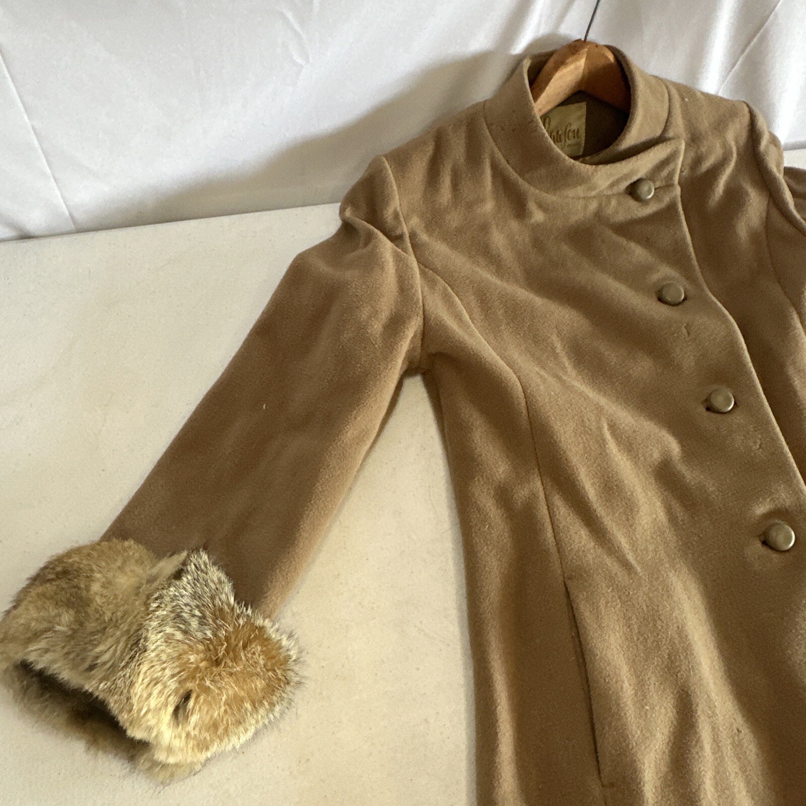 Vintage Lawson Original Camel Hair Fur Lined Coat Small SEE DESCRPT Free Ship