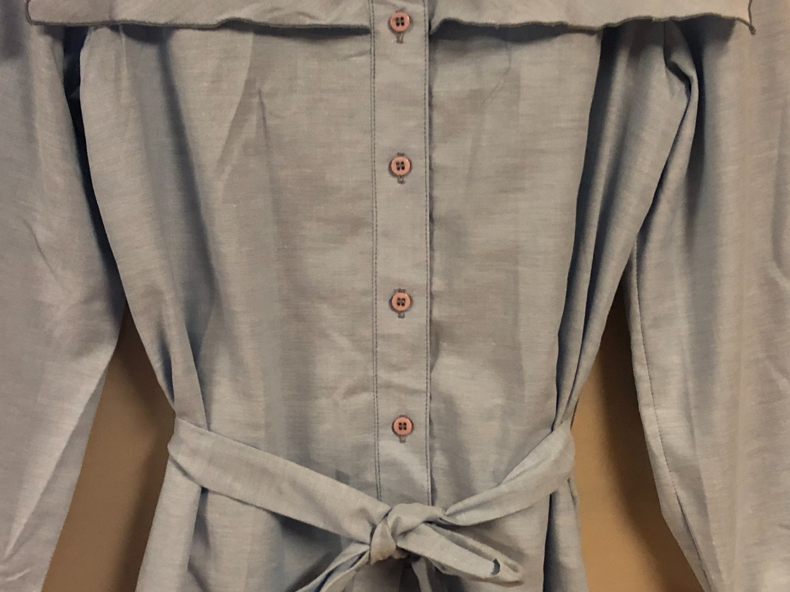 Vintage Country Miss Petites Blue Sailor Collar Shift Dress Belted Size 8 ILGWU