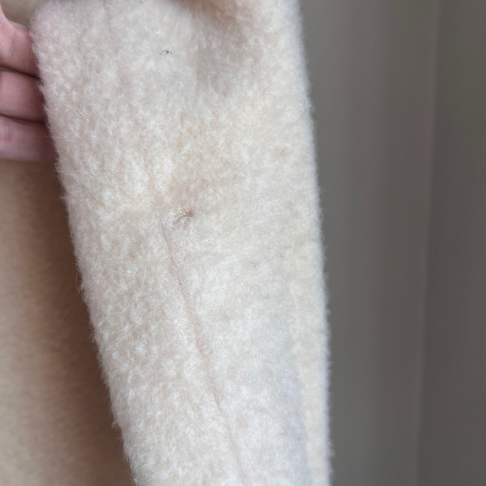 Vintage Wool Mohair Coat Cream Gold Button Textured Fuzzy Mod MCM Glam