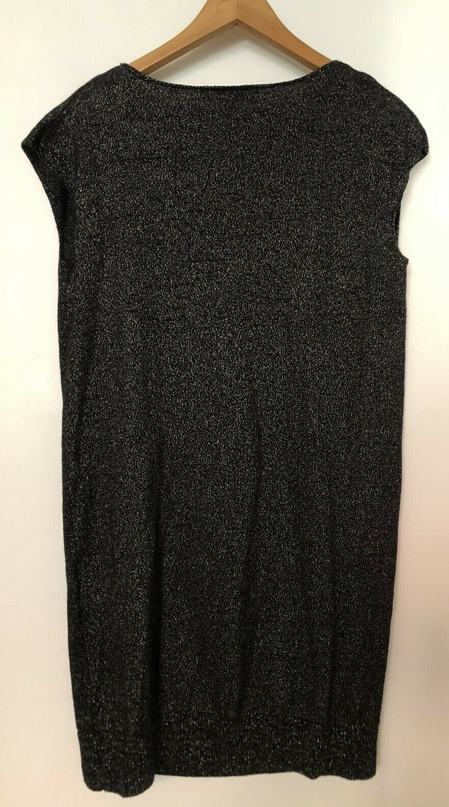 Vintage Evan Picone Ladies Gold Metallic Knit Shift Dress Shirt S