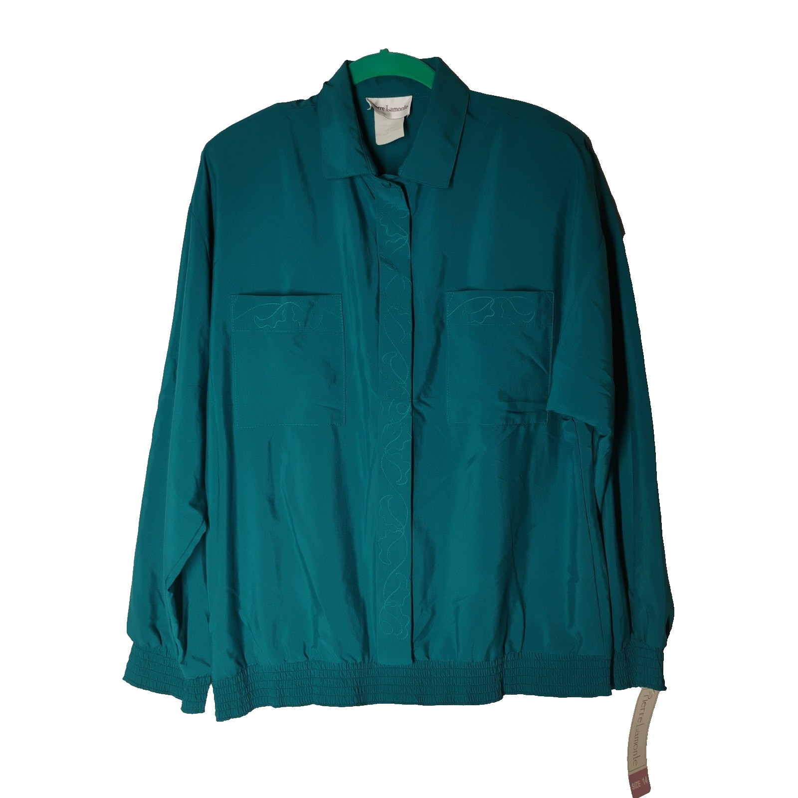 NWT Vintage 80s Pierre Lamonte Women’s 14 Teal Blouse Shoulder Pads