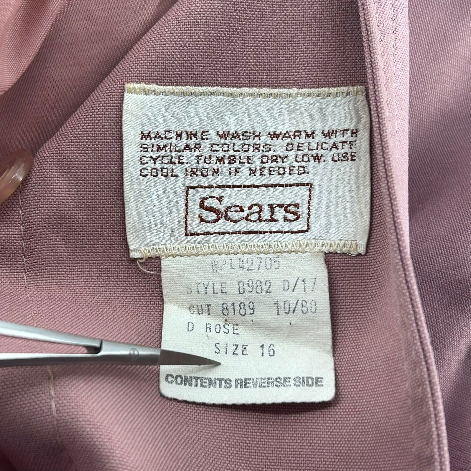 VTG Sears Dusty Rose Mauve Belted Trench Coat Faux Fur Removeable Lining Size 16
