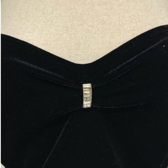 Vintage Onyx Nite Black Velvet Maxi Dress Rhinestone Detail Size 8