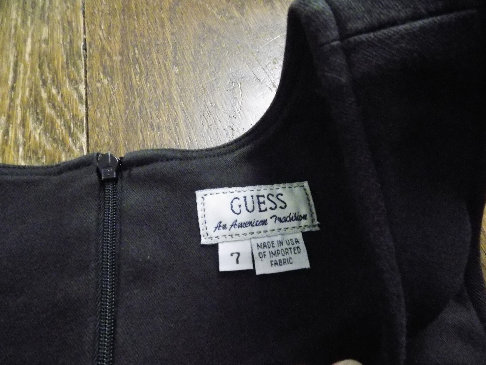 Vtg GUESS Black Stretch Classic School Girl Sleeveless Dress Jumper Size 7 USA