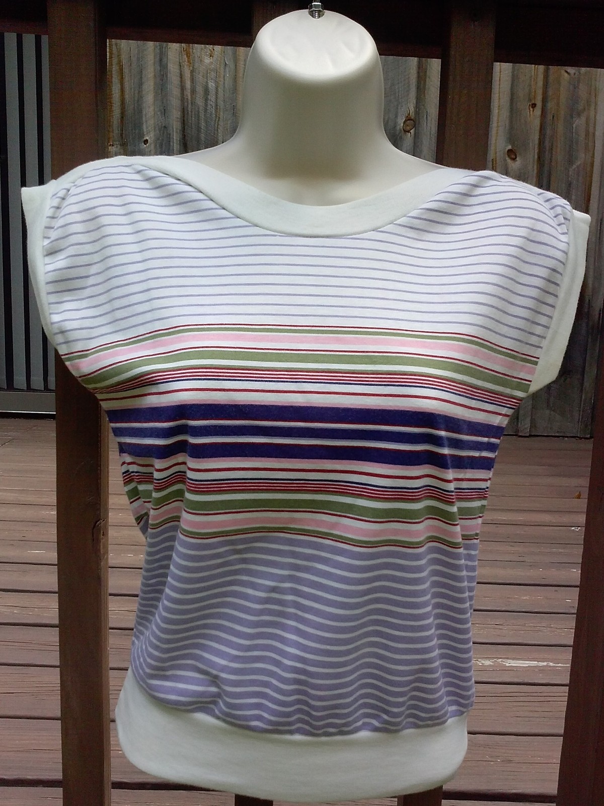 Vintage 70s 80s Striped White Purple Pink Disco Summer Beach Top