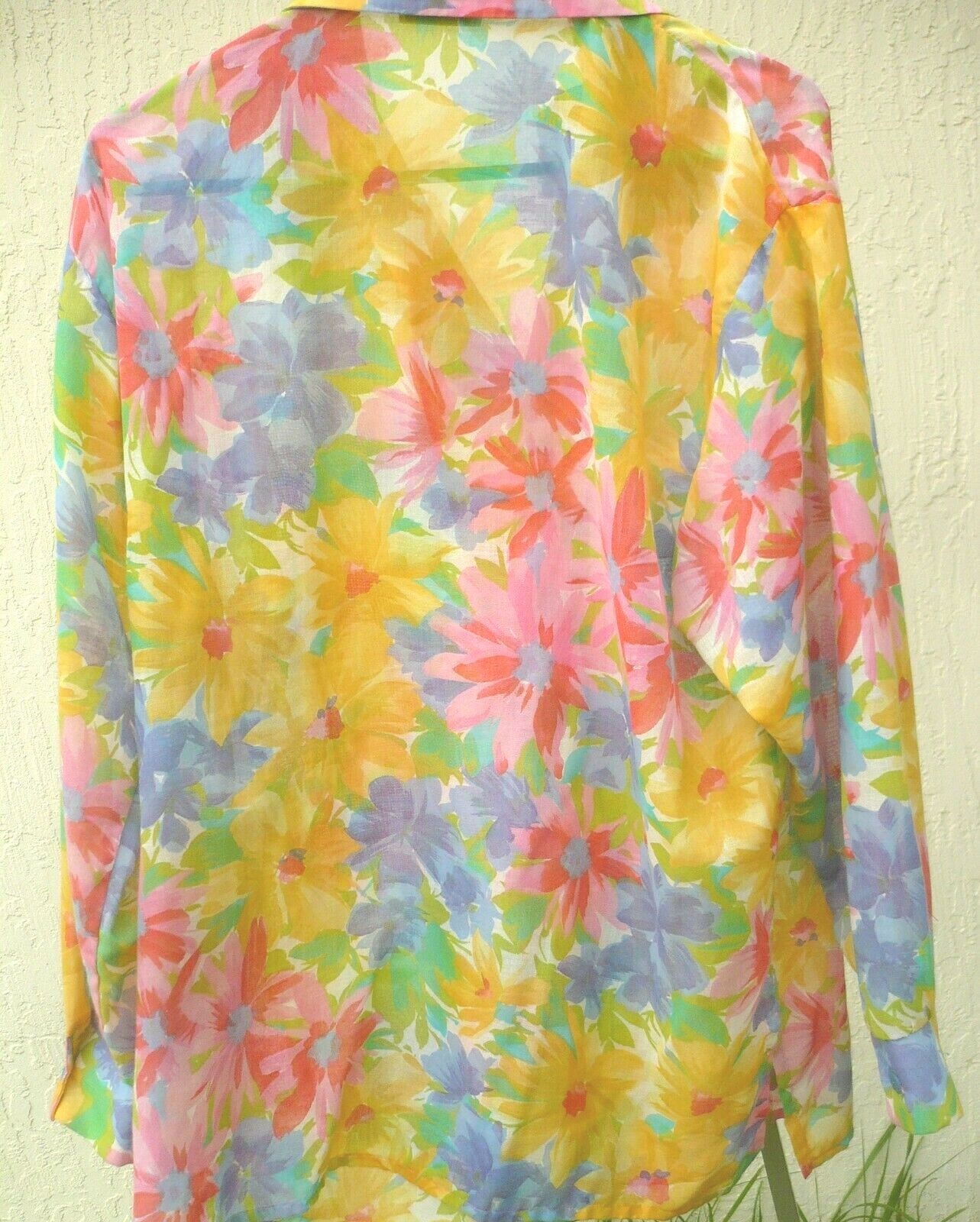 VTG XL SET BRIGHT FLORAL BLOUSE + TANK YELLOW PINK 2 PC WOMEN FASHION FORMULAS