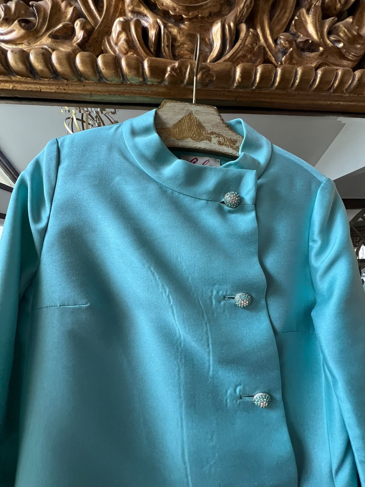 Vintage 60’s Womens Coat Dress Jackie O Turquoise Teal Carlyle sz 12 Beautiful