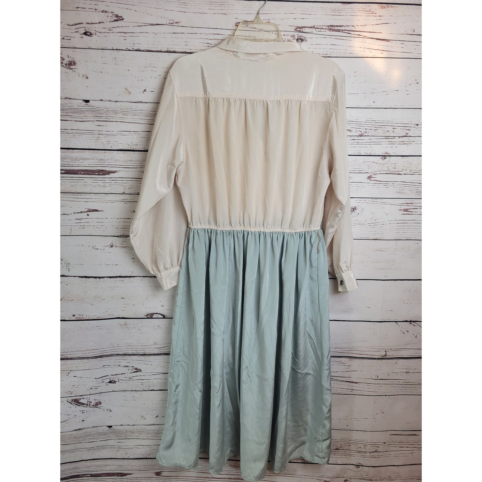 VTG Justine Todd Dress 80s Secretary Career Colorblock Cream Green Womens 12