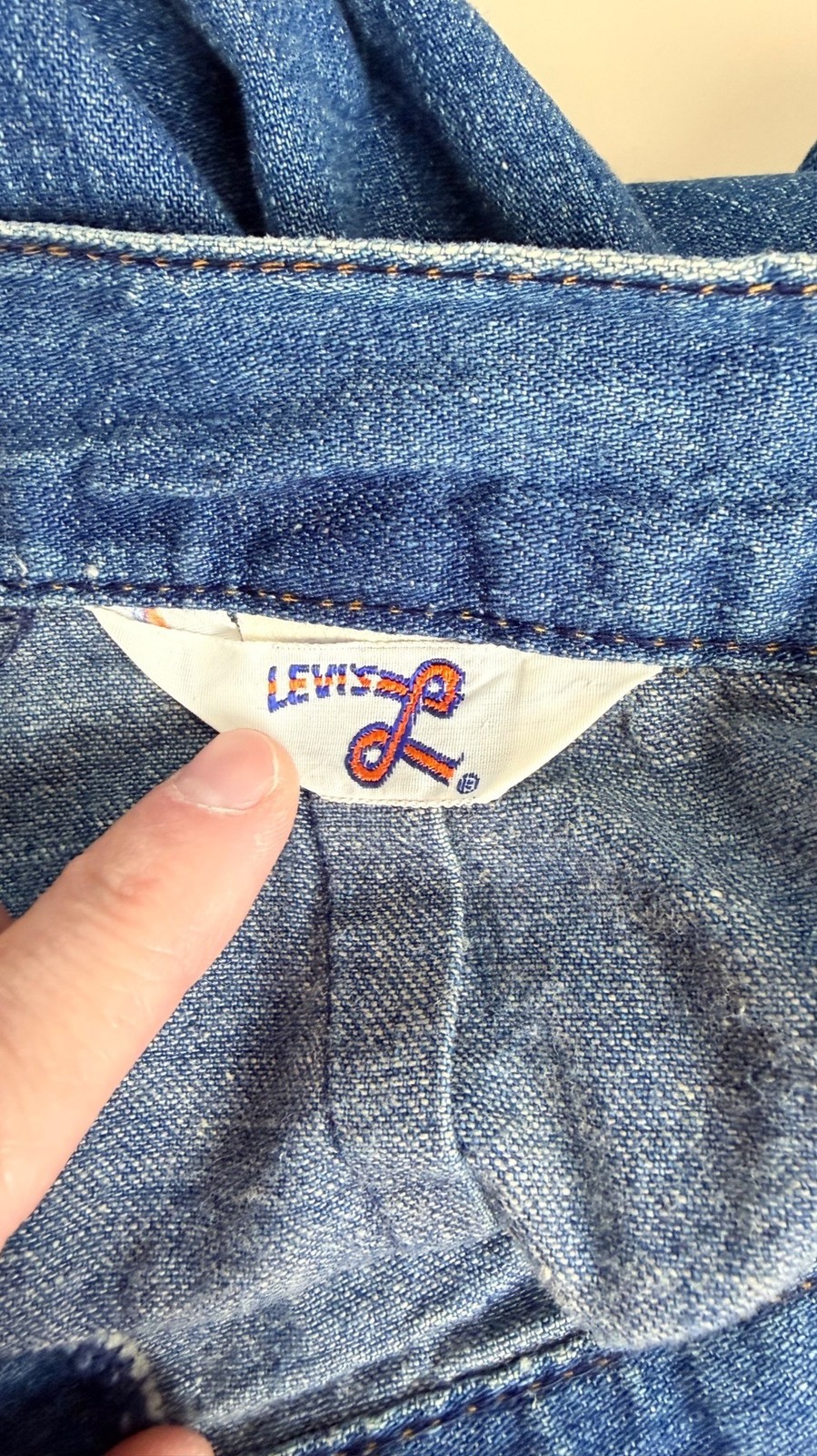 Vintage 70s Levi’s L Denim Midi Skirt Orange Tab Script Ribbon Tag 28″ Waist