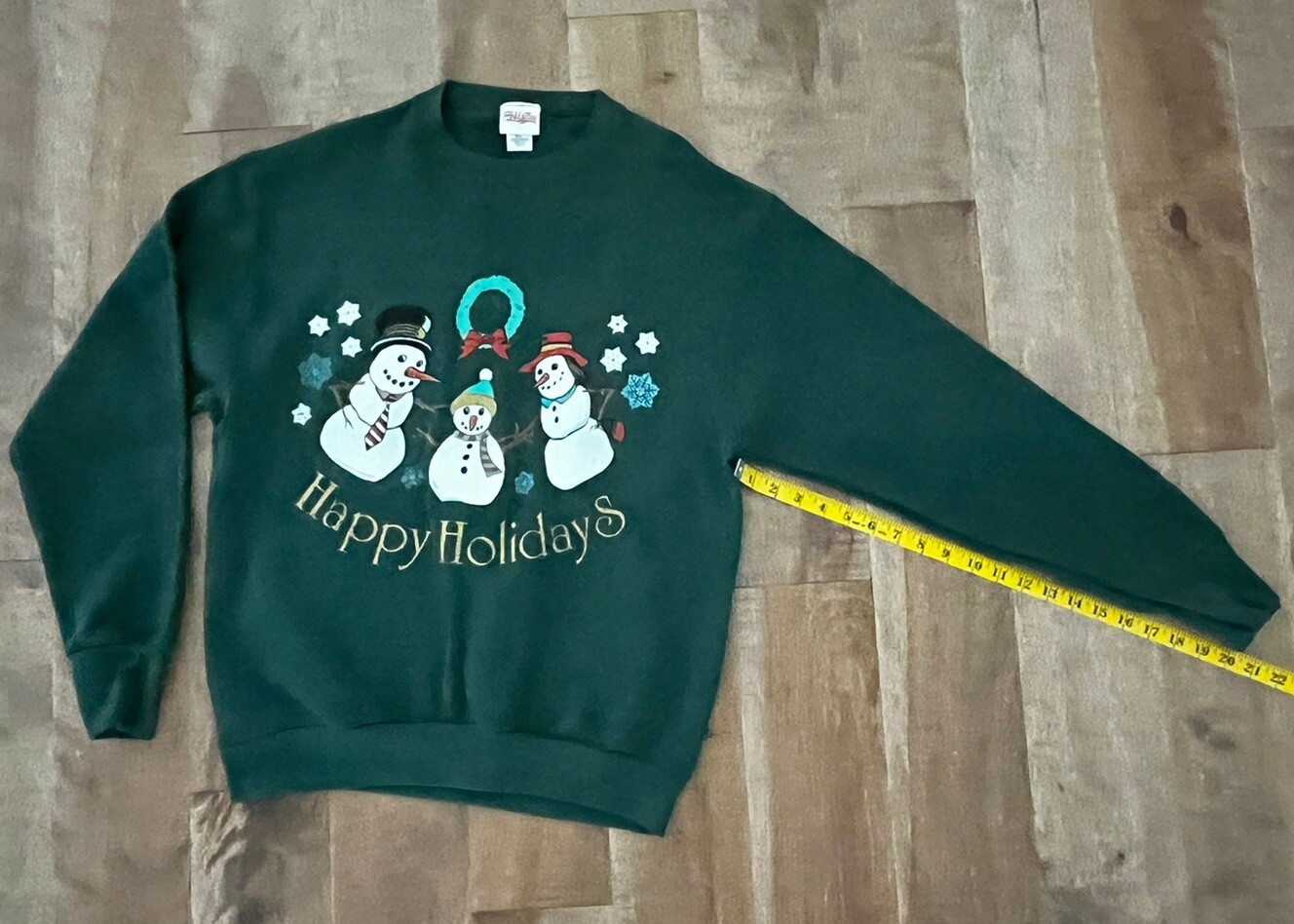 Vintage Women’s Christmas Holiday Sweatshirt Size M Textured Snowman 90s