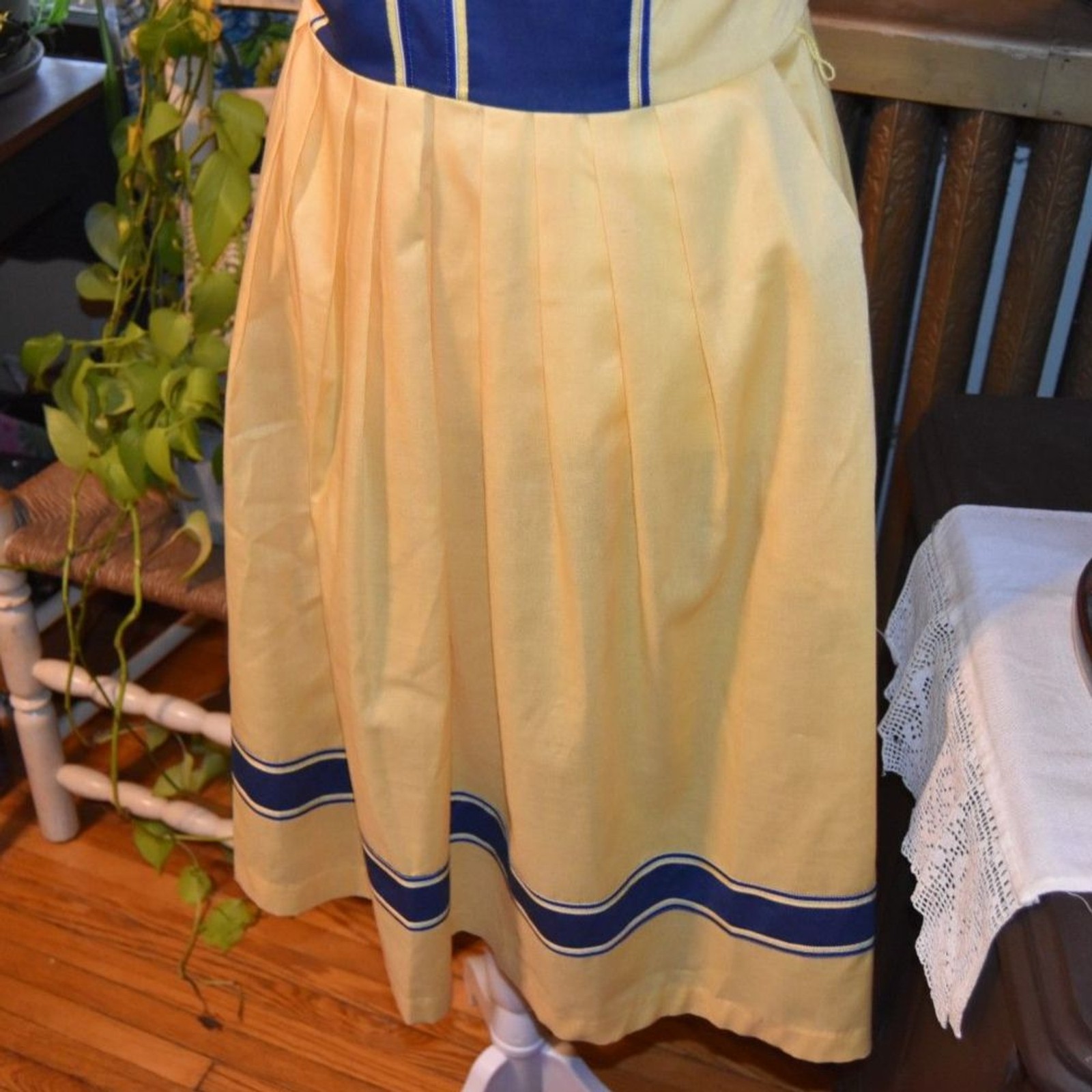 Vintage 60s 70s Sundress Ltd Blue Yellow Colorblock Dress Mod Size XS