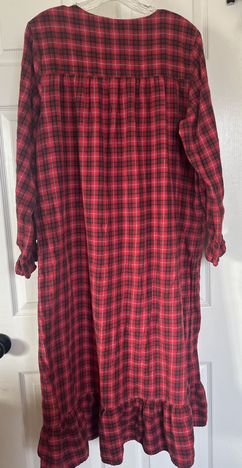 Vintage Fundamentals Flannel Nightgown Red Plaid Grannycore Prairie L 14/16