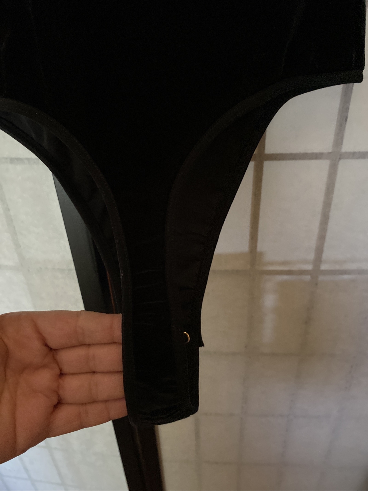 Didi Wom M VTG 90s Designer Boutique Sexy Stretch Velvet&Chiffon Thong Bodysuit