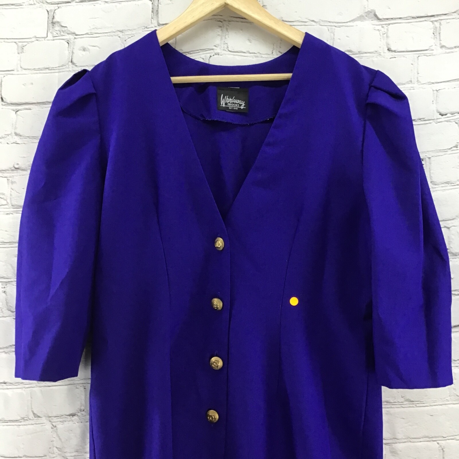 Whirlaway Frocks Vintage 80’s Dress Sz 16P Petite Royal Blue Metal Buttons Flaws