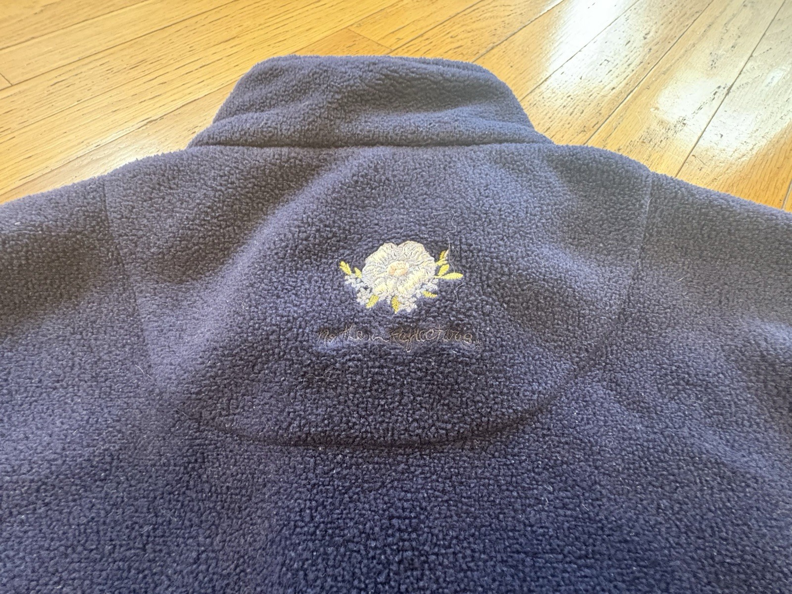 Northern Reflections Vintage Blue Fleece 1/4 Zip Floral Embroidered Pockets M