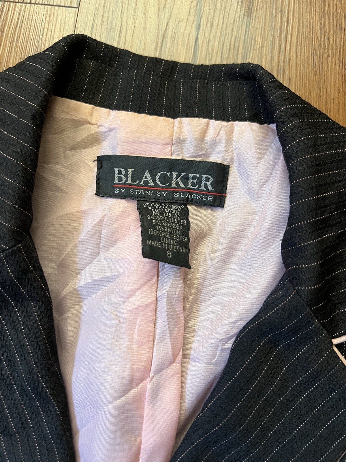 Vintage Y2K 2000s Blazer Sz 8 Black Pink Pin Stripe Bows Corpcore Office Siren