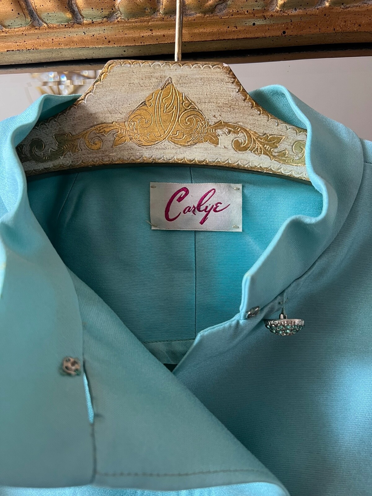 Vintage 60’s Womens Coat Dress Jackie O Turquoise Teal Carlyle sz 12 Beautiful