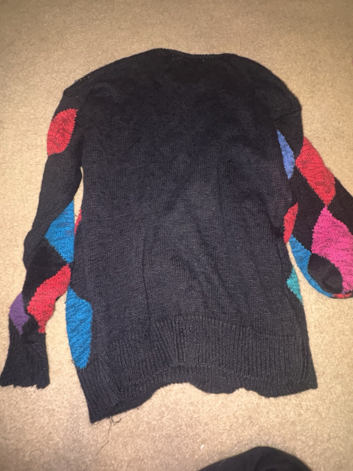 Vntg 70s/80 Mariea Kim Sweater M Abstract Geometric Argyle Pink retro