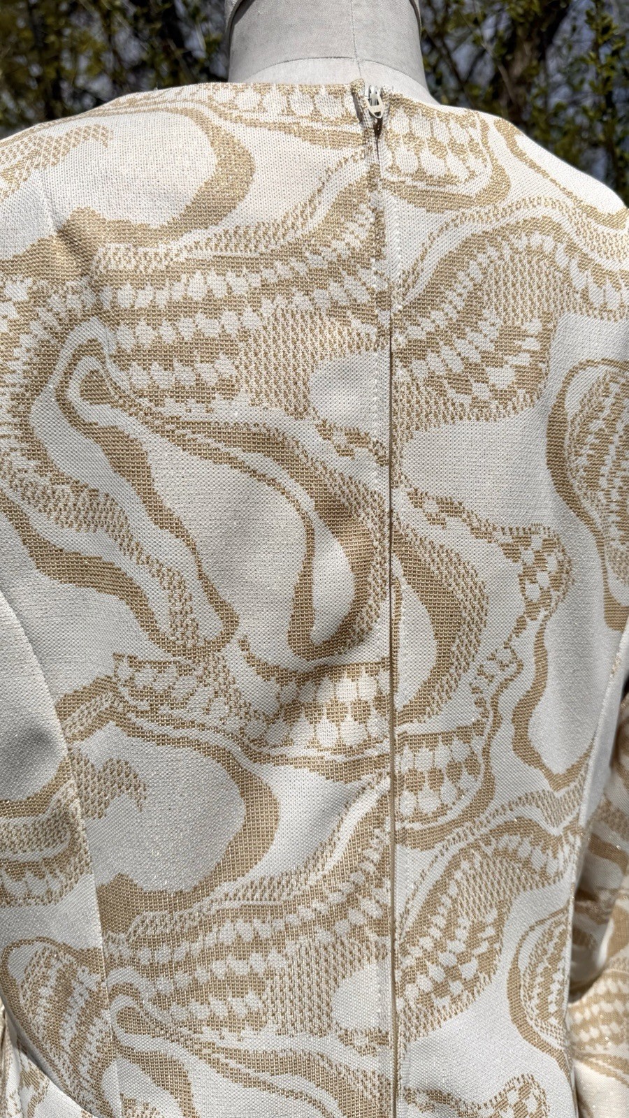 Vintage 1970s METALLIC GOLD MAXI DRESS Op Art Psychedelic Henry Lee Sparkly L/XL
