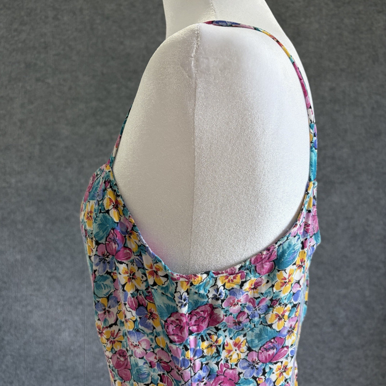 Vintage 90s Shok Floral Mini Dress Size 9 Cottagecore Sundress Summer USA Made