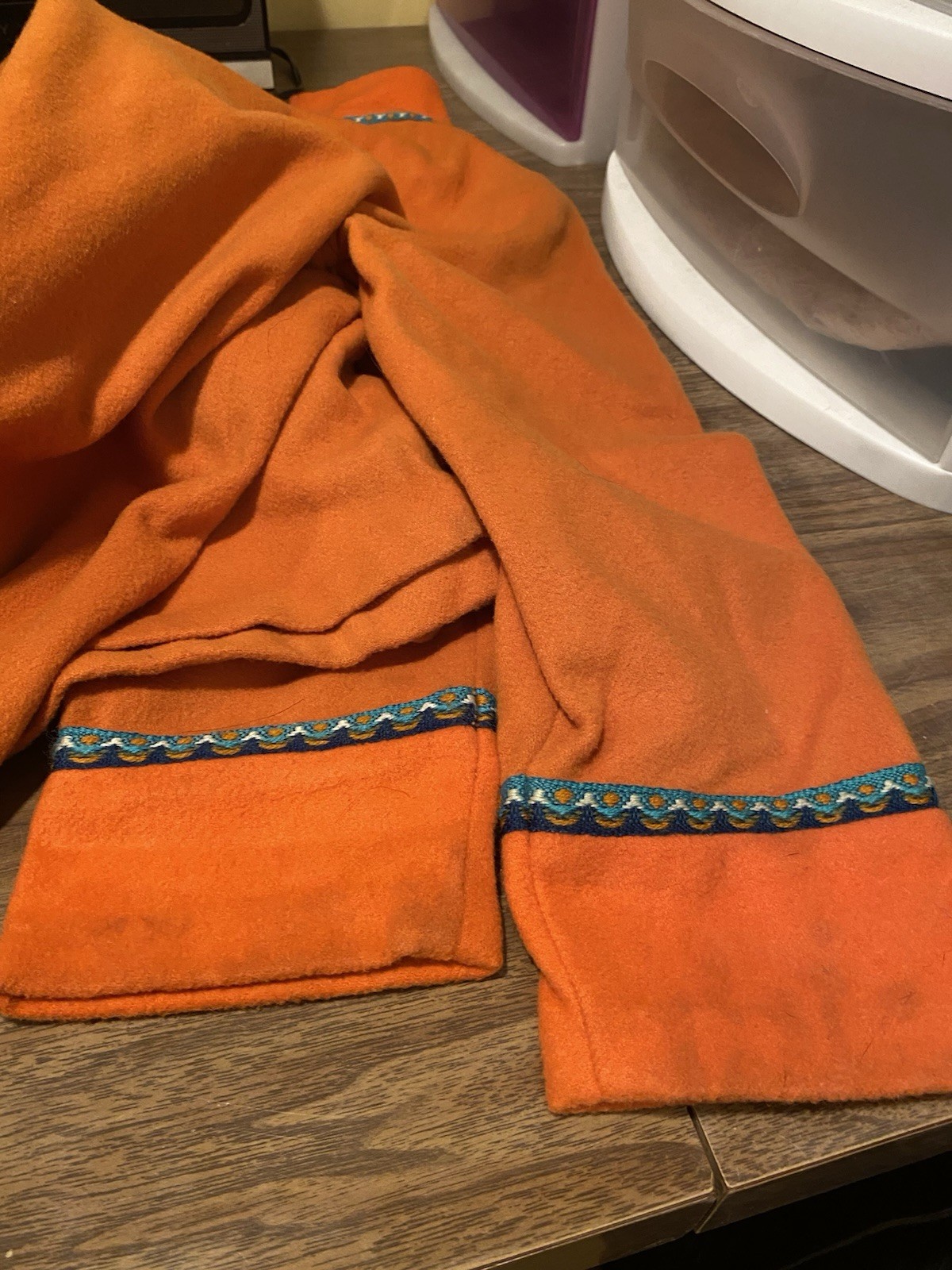 Vintage 100% Wool Orange Nordic Jacket Costume Folk tunic back zipper scandi