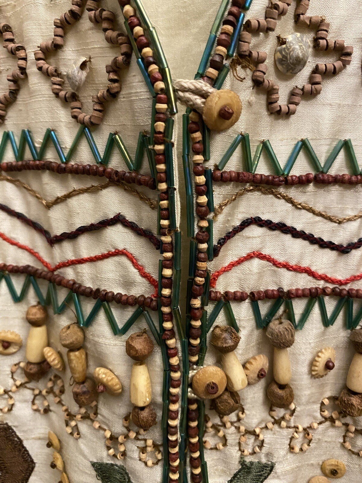 VTG Rafaella HIPPIE Boho VEST Wood Shell Beads Tribal Western 60s 70s Sz 1X RARE