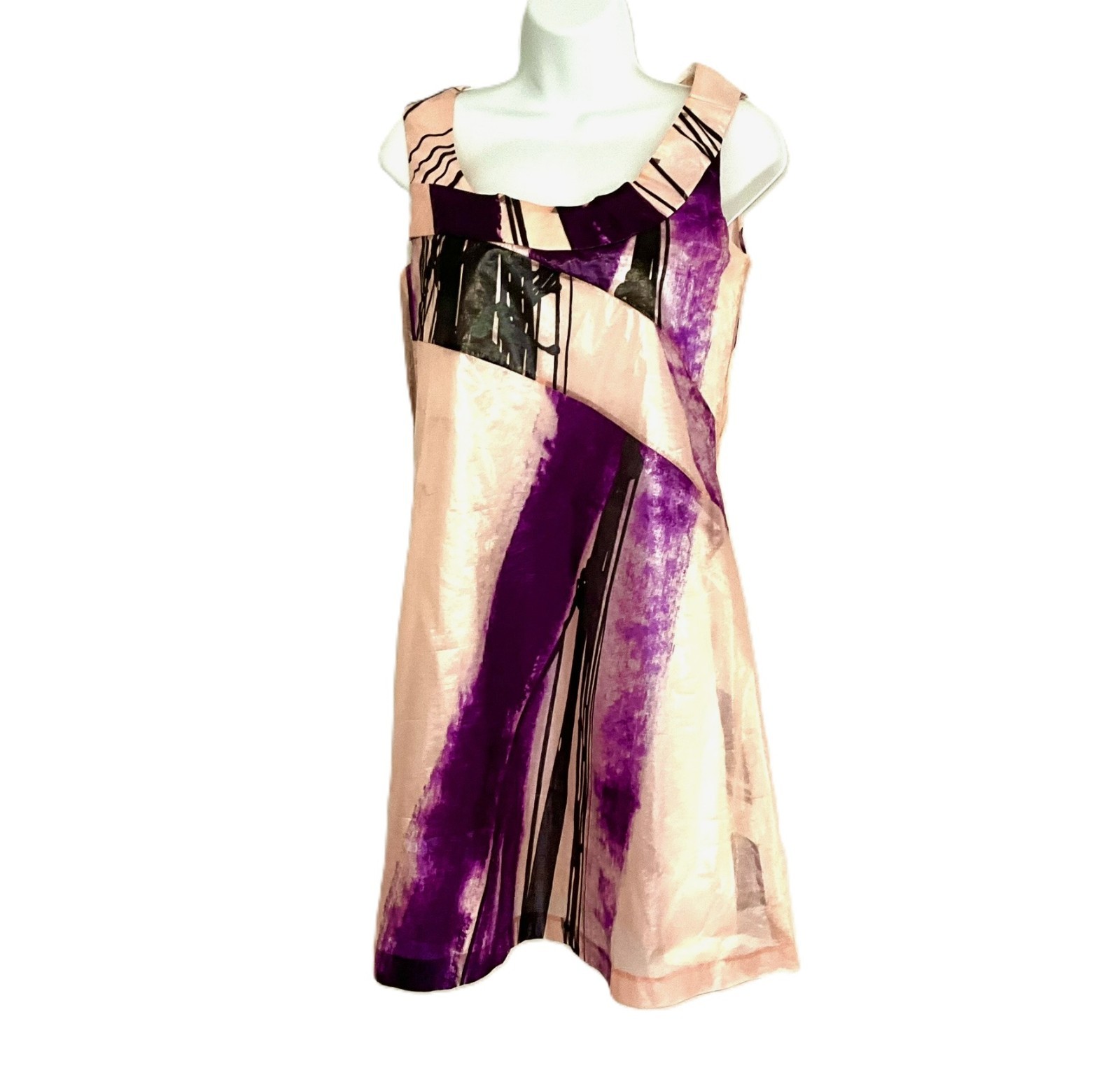Vintage Chloe Abstract Print Cotton Shift Dress Made in France T36