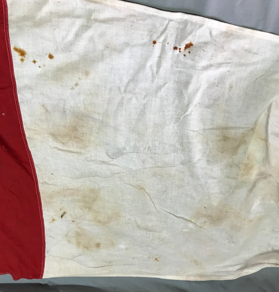 Vintage 90″ 1930s Red White & Blue Nautical Sailboat Old Flag 698-25B