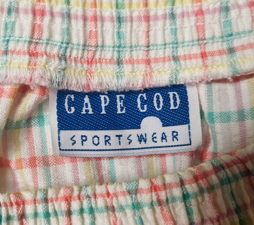 Vintage Womens Cape Cod Sportswear White Plaid Wrap Skort/Skirt & Shirt Set Sz S
