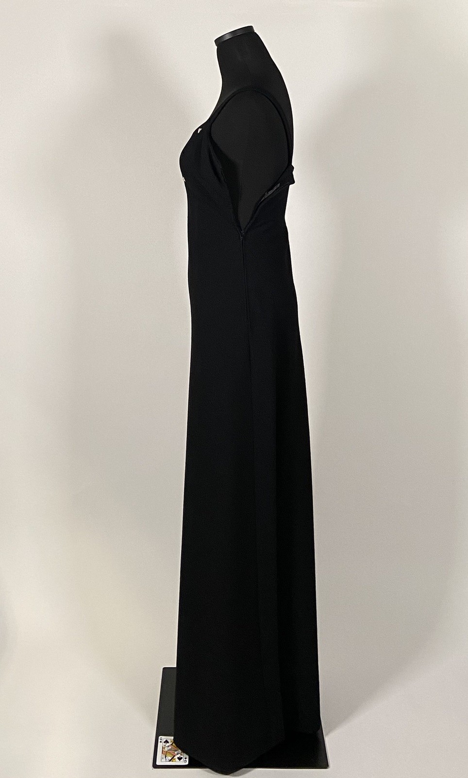 1970s Pauline Trigere sleek gown, cape, triangle rhinestones size XS Must see!
