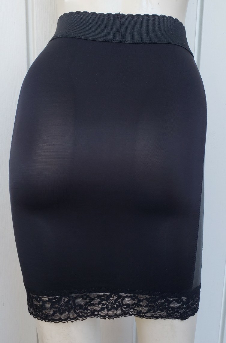 Vintage Aubergine Satin Black Shapewear Skirt Half Slip Size Small Sissy Fem